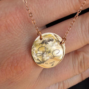 Wedding Date Round Pendant Necklace