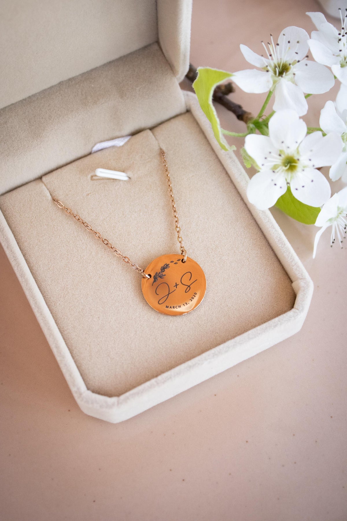 Wedding Date Round Pendant Necklace