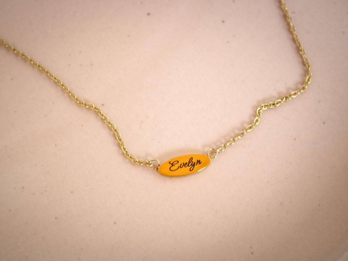 Dainty Oval Name Necklace