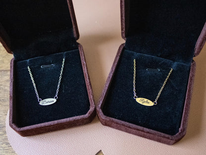 Dainty Oval Name Necklace