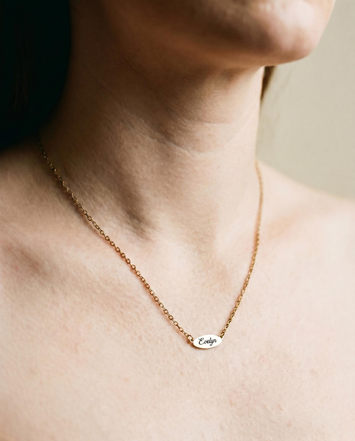 Dainty Oval Name Necklace
