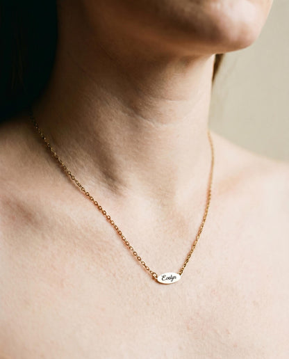 Dainty Oval Name Necklace