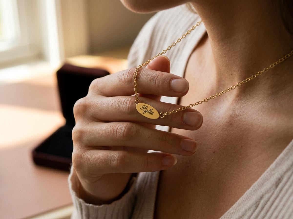 Dainty Oval Name Necklace