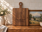 Personalized Christmas Eve Stag cutting board; edited mockup.