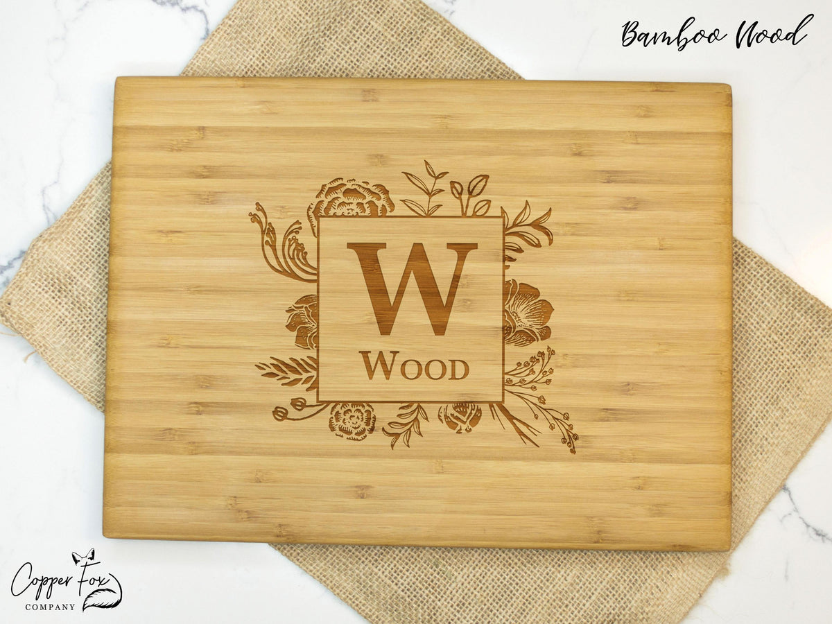 Floral Border Monogram Cutting Board