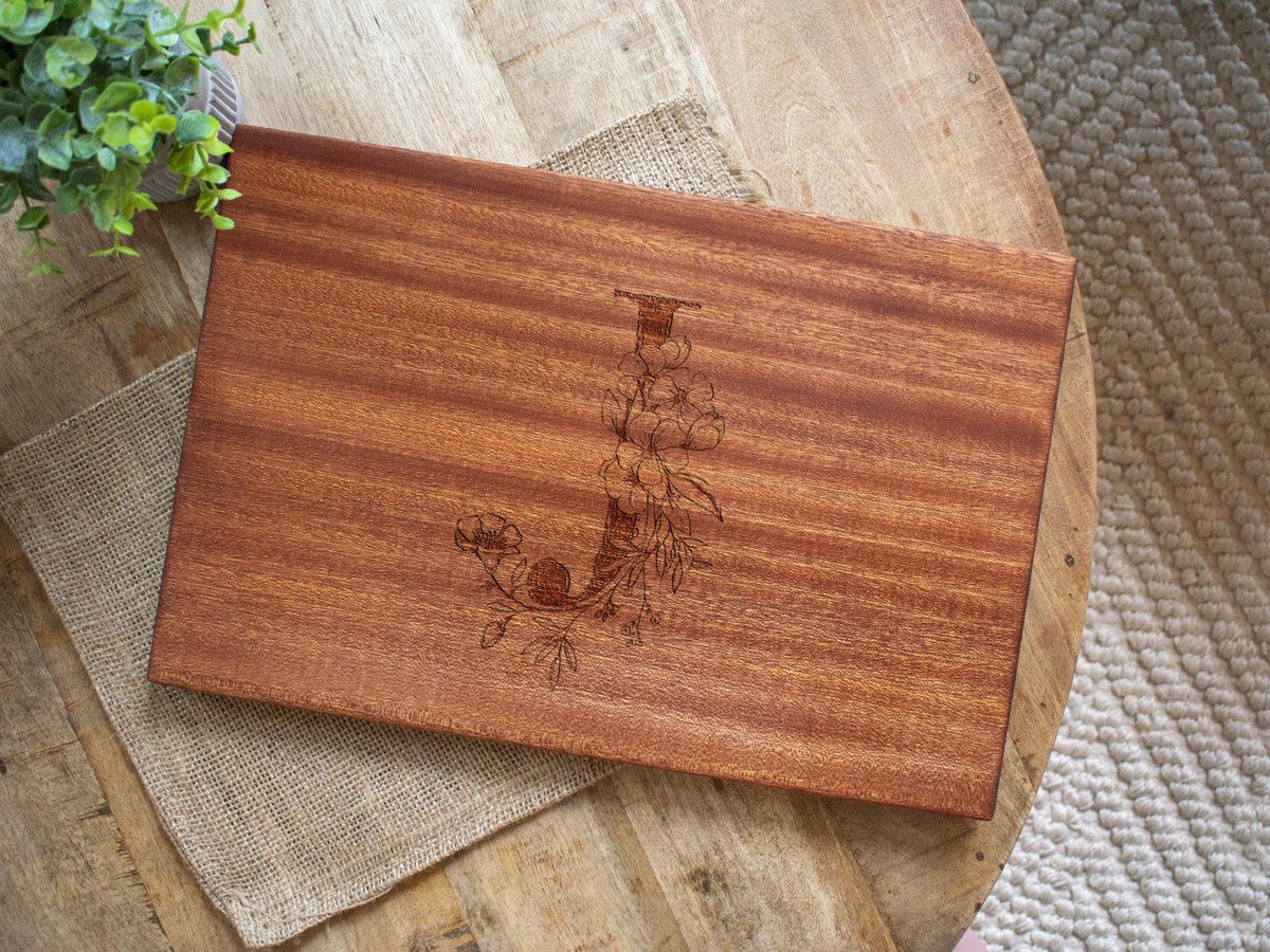 Floral Initial Cutting Board