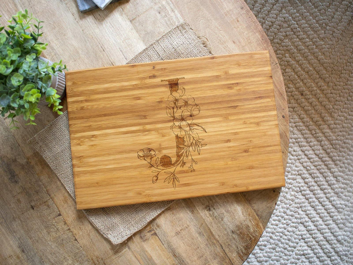 Floral Initial Cutting Board