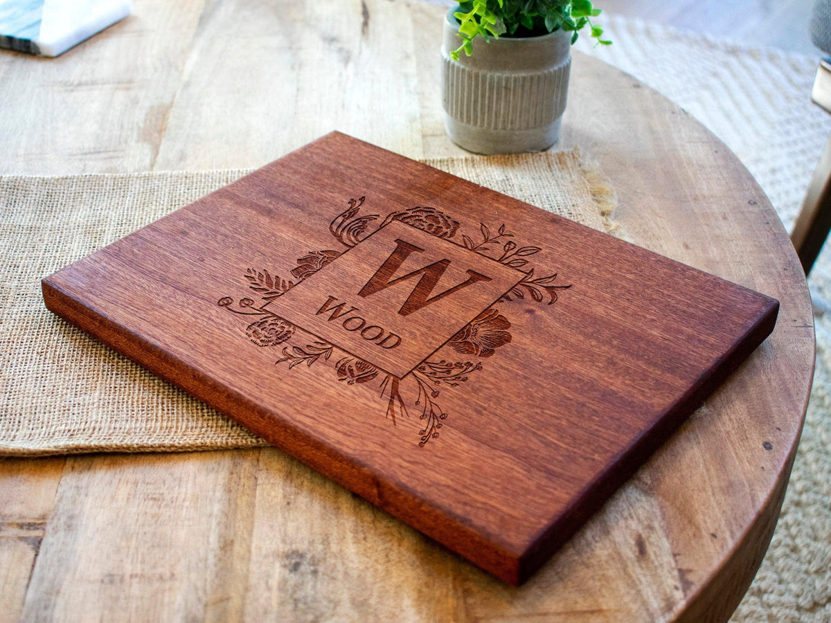 Floral Border Monogram Cutting Board