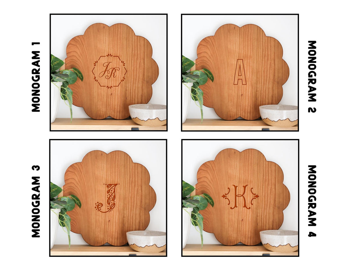 Scallop Monogram Cutting Board | Personalized Cutting Board | Personalized Charcuterie Board | Personalized Gift | Custom Gift Idea Wedding