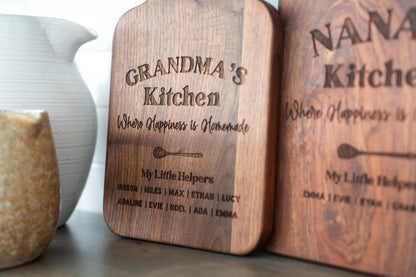 Grandma's Kitchen Cutting board Personalized Mother's day Gift for Grandma for Nana Sentimental gift from Grandkids Happiness is homemade