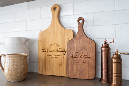 personalized cutting board mountain wedding gift personalized