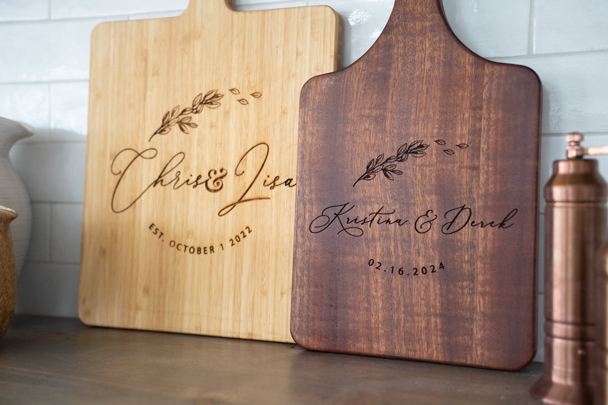 wooden engraved cutting board personalized charcuterie board wedding gift