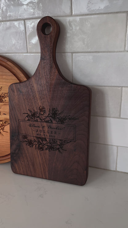 Personalized Floral Cutting Board - 082