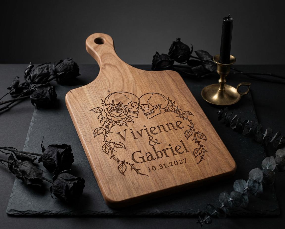 Rosebound Skulls engraving detail with sample names and date