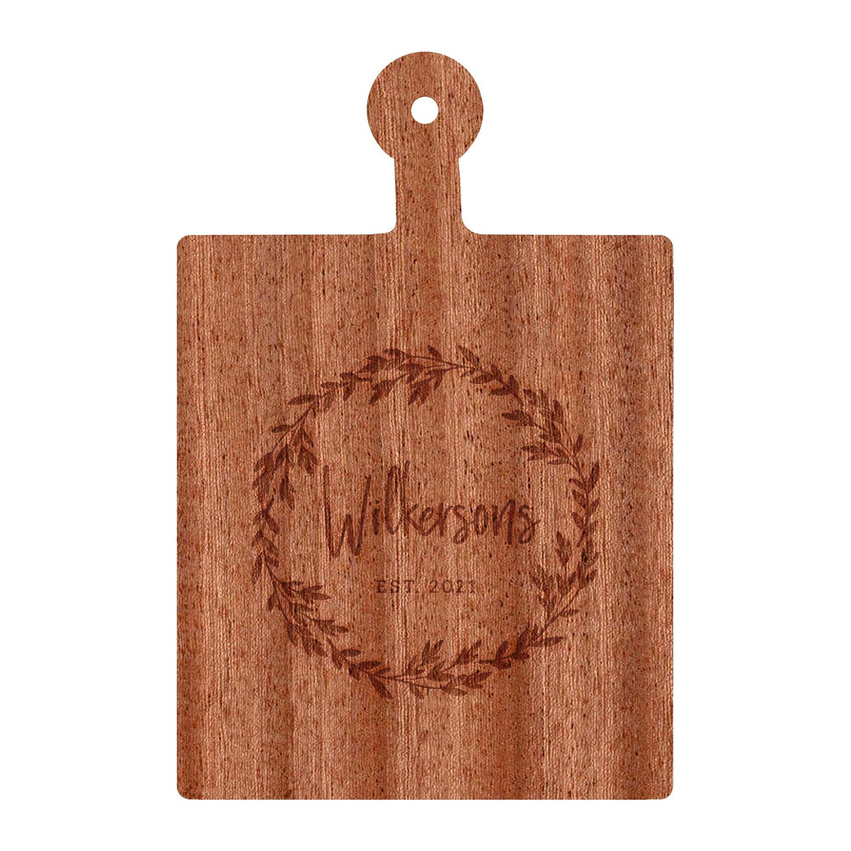 Leaf Wreath Family Name Cutting Board