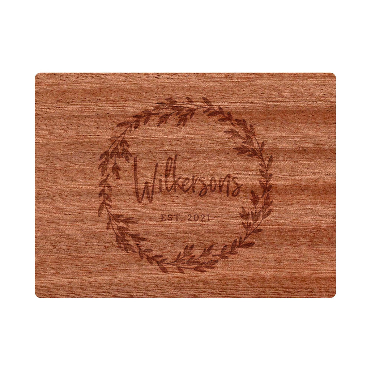 Leaf Wreath Family Name Cutting Board