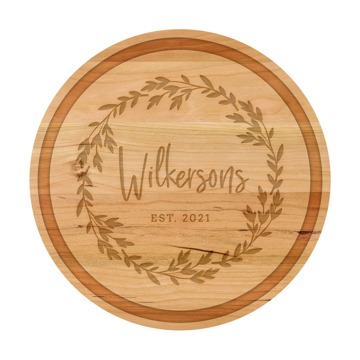 Personalized Cutting Board Last name in Wreath - 005