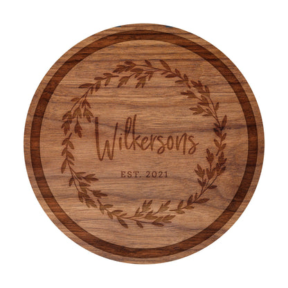Personalized Cutting Board Last name in Wreath - 005