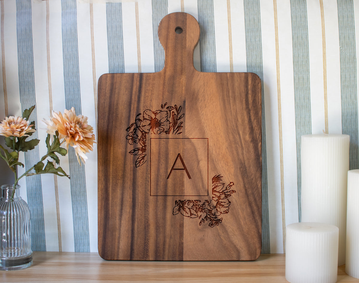 Floral Monogram Cutting Board