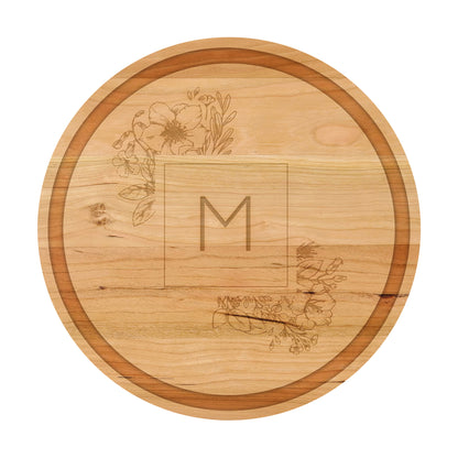 Floral Initial Monogram Cutting Board 064