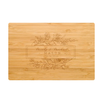 Personalized Floral Cutting Board - 082
