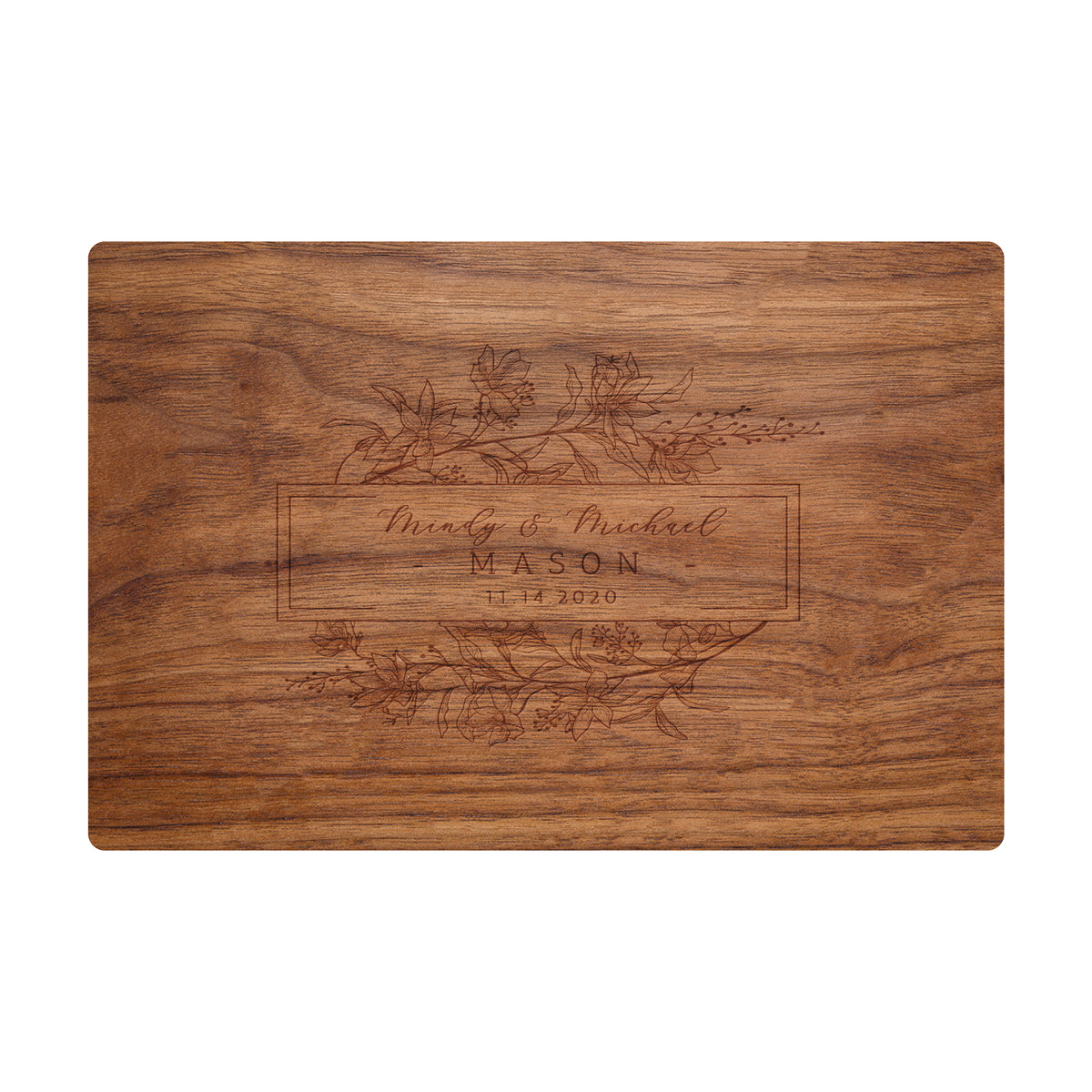 Personalized Floral Cutting Board - 082