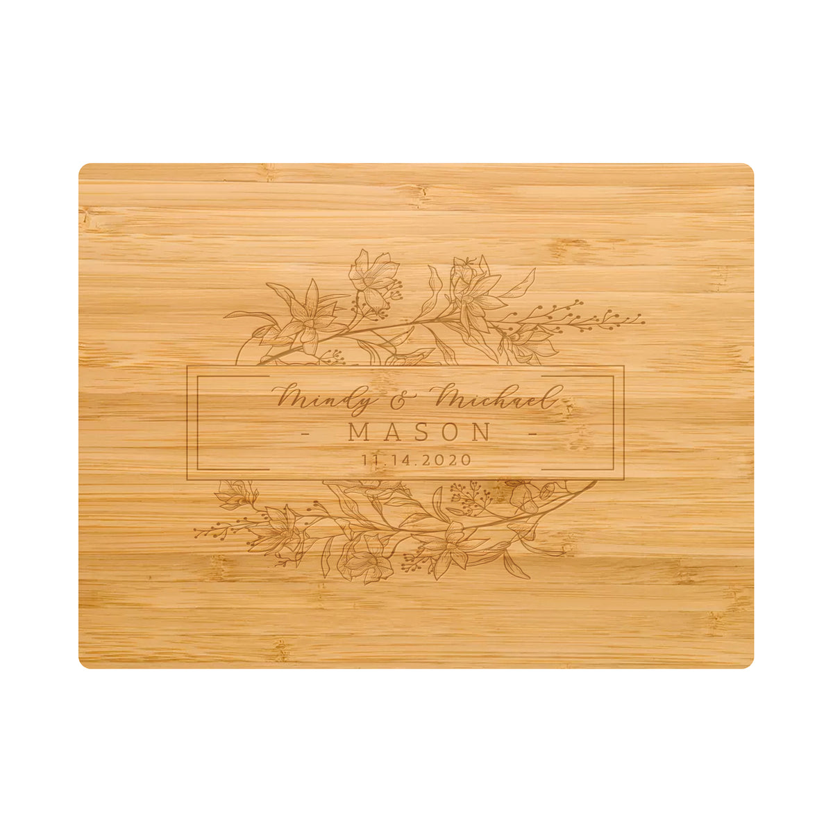Personalized Floral Cutting Board - 082