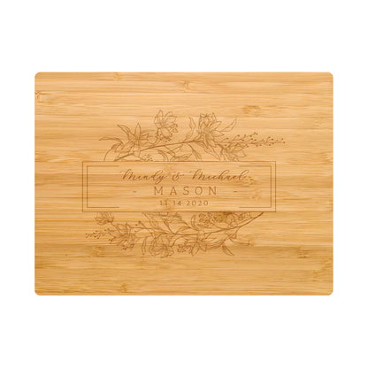 Personalized Floral Cutting Board - 082