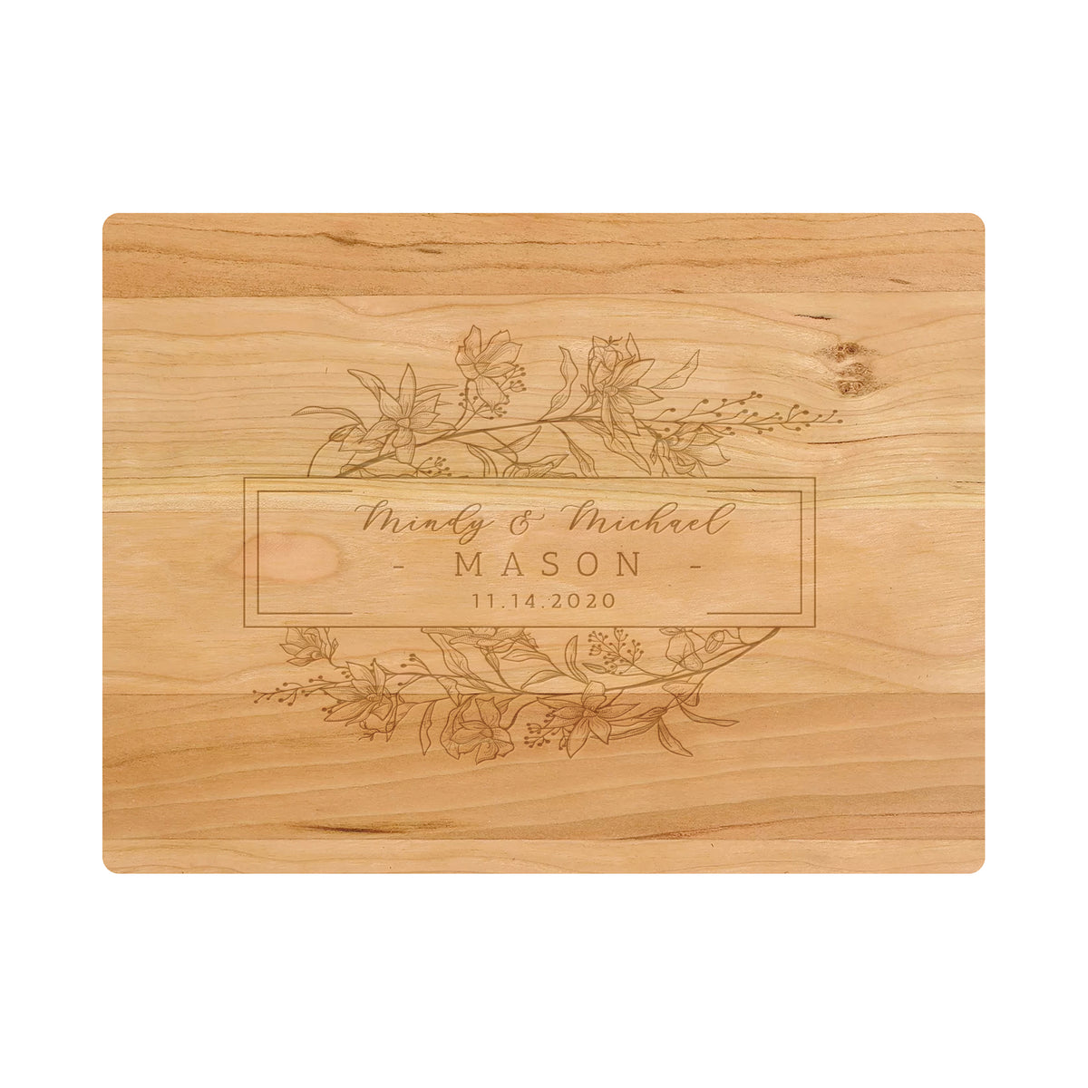 Personalized Floral Cutting Board - 082