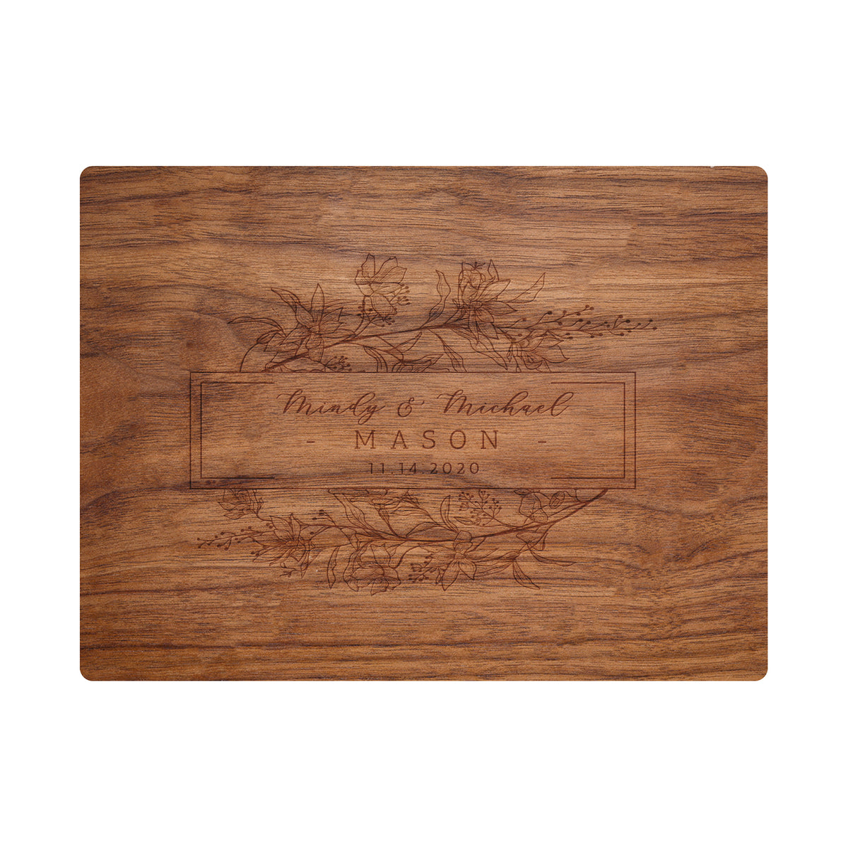 Personalized Floral Cutting Board - 082