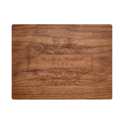 Personalized Floral Cutting Board - 082
