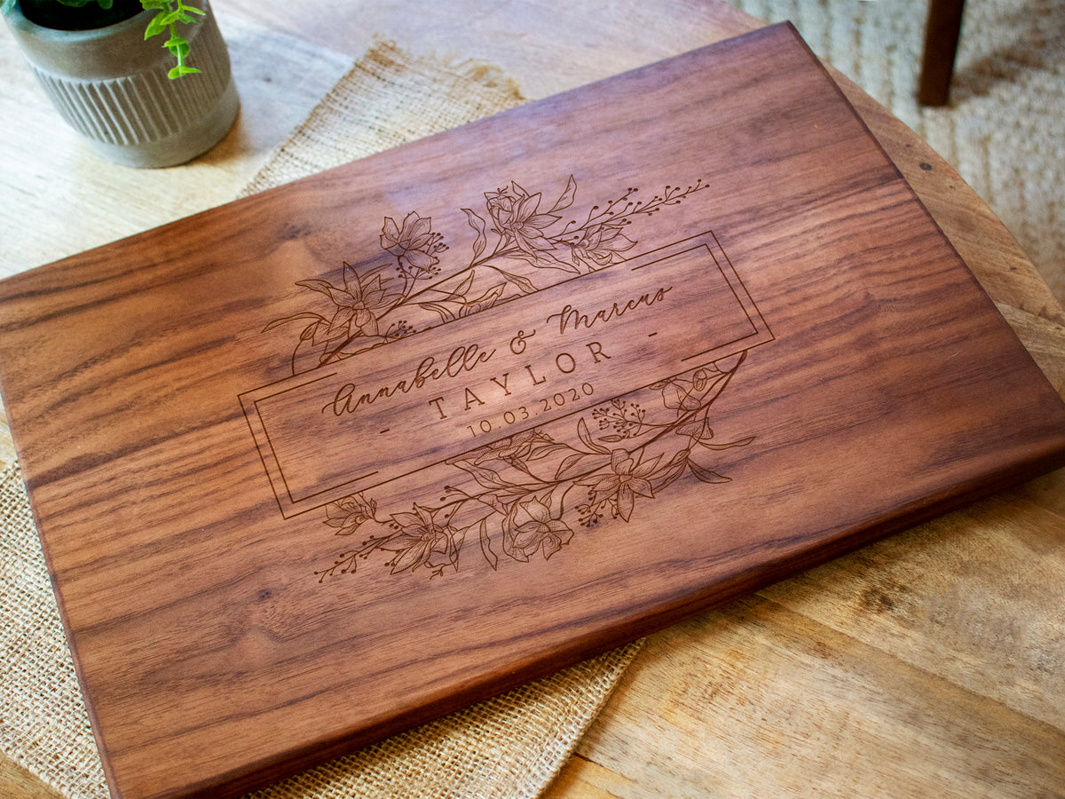 Personalized Floral Cutting Board - 082