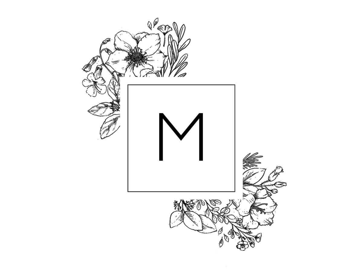 Floral Initial Monogram Cutting Board 064