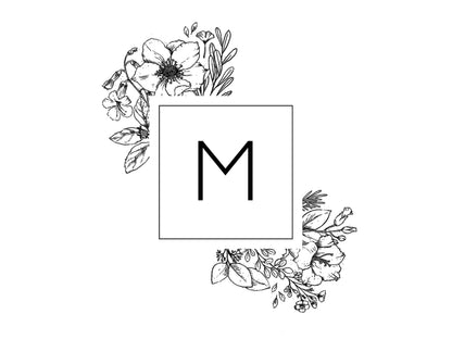 Floral Initial Monogram Cutting Board 064