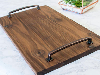 Personalized Serving Tray - Solid Walnut Wood - Wood Serving Tray - Wooden Serving Tray - Personalized Serving Platter - 006