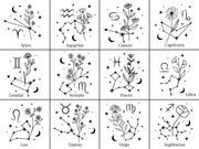 Personalized Birth Flower Constellation Journal / Star Sign Personalized Journal / Astrology Journal / Birth Month Flower Journal Gift